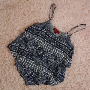 Layered Fringe Bandana Pattern Crop Tank Small